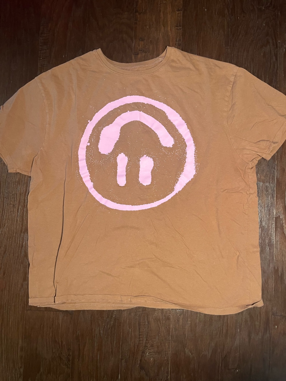 Women’s Short Sleeve Tee with Pink Graphic on Brown